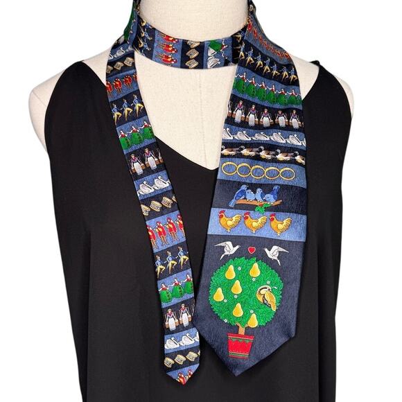 Vintage Lord & Taylor 100% silk 12 Days of Christmas striped tie necktie 4” w - Picture 2 of 5